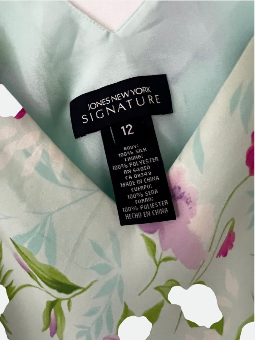Vintage 90s/Y2K Jones New York floral Silk Dress – Size 12 - Picture 2 of 8